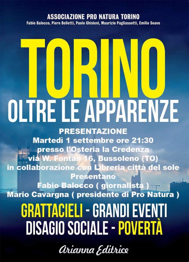 In Credenza, mart 1/09 presentazione libro “Torino oltre le apparenze”